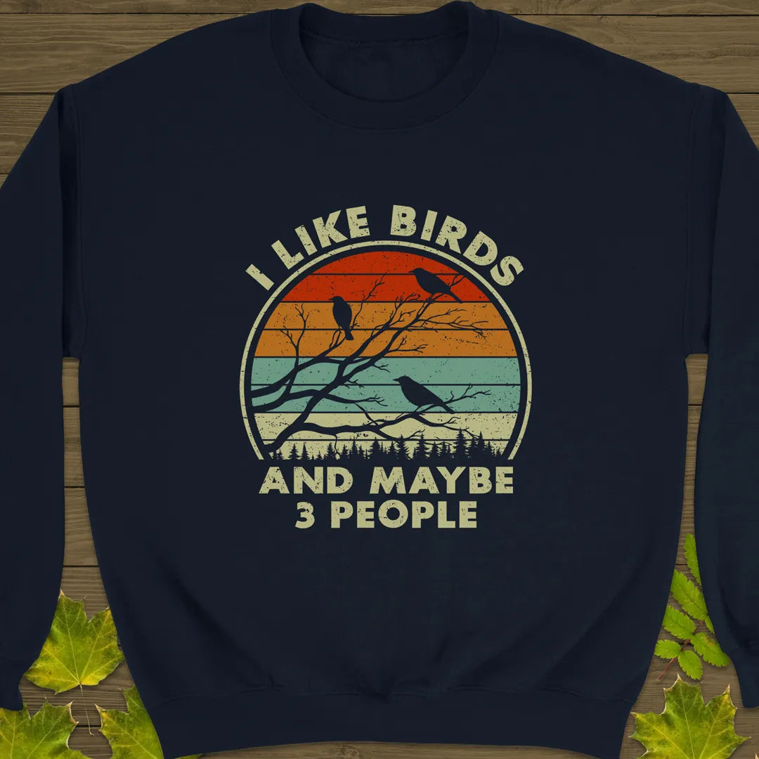 I Like Birds Crewneck Sweatshirt Navy