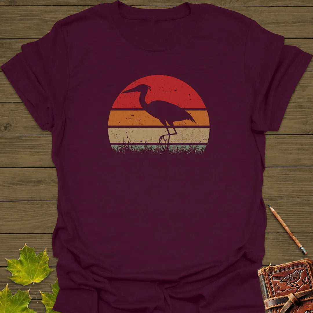 Vintage Wetlands Heron T-Shirt Maroon