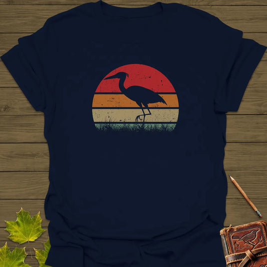 Vintage Wetlands Heron T-Shirt Navy