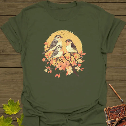 Birds and Blossoms T-Shirt Military Green