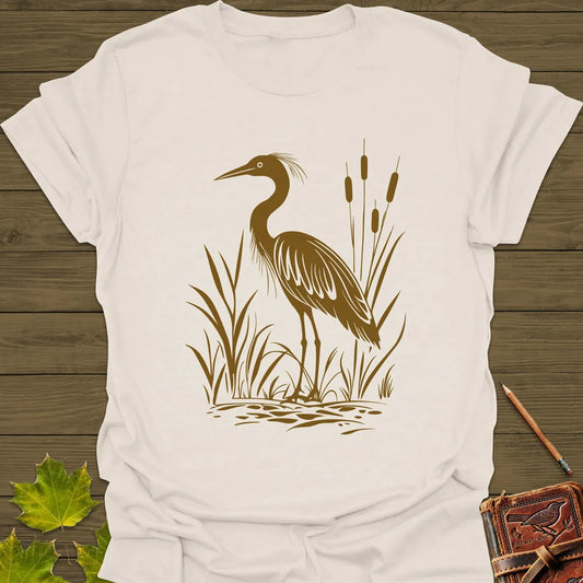 Marshland Majesty Heron T-Shirt Natural