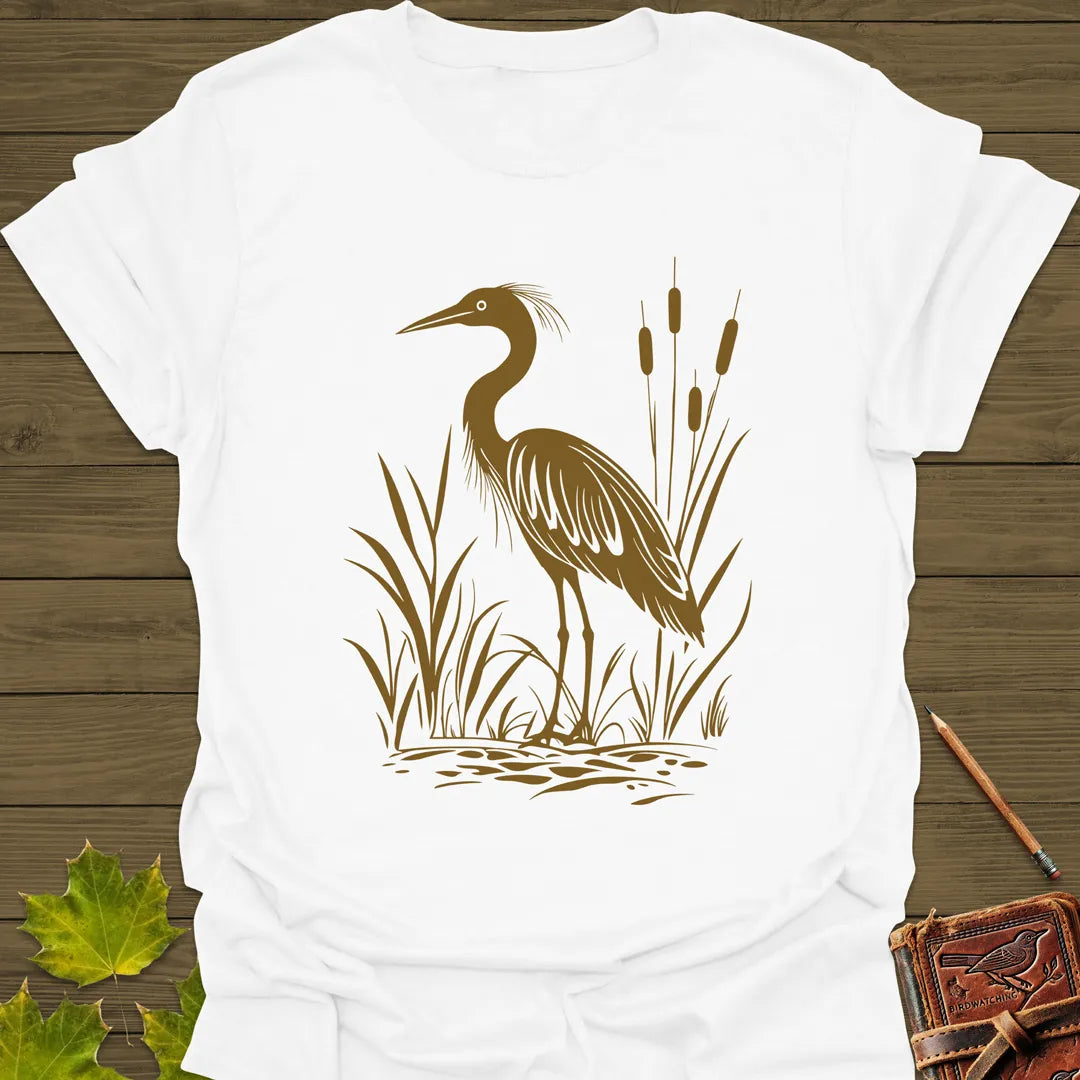 Marshland Majesty Heron T-Shirt White