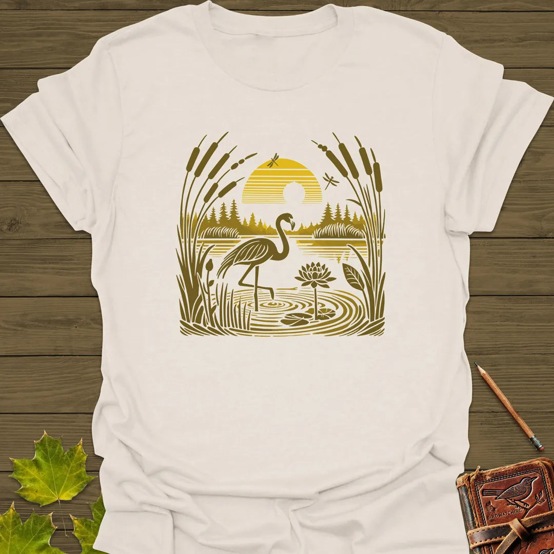 Peaceful Waters Flamingo T-Shirt Natural