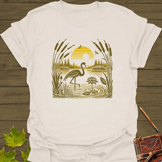 Peaceful Waters Flamingo T-Shirt in Natural