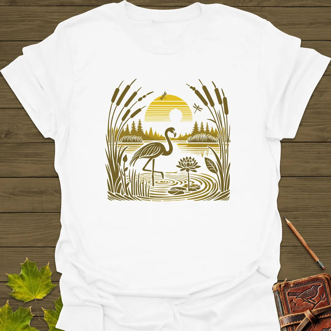 Peaceful Waters Flamingo T-Shirt White