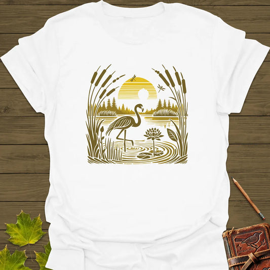 Peaceful Waters Flamingo T-Shirt White