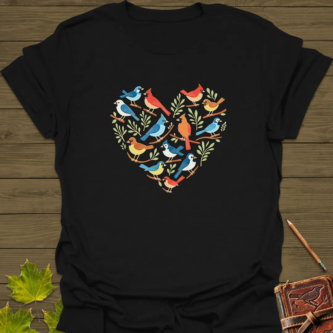 Heart Full of Birds T-Shirt Black