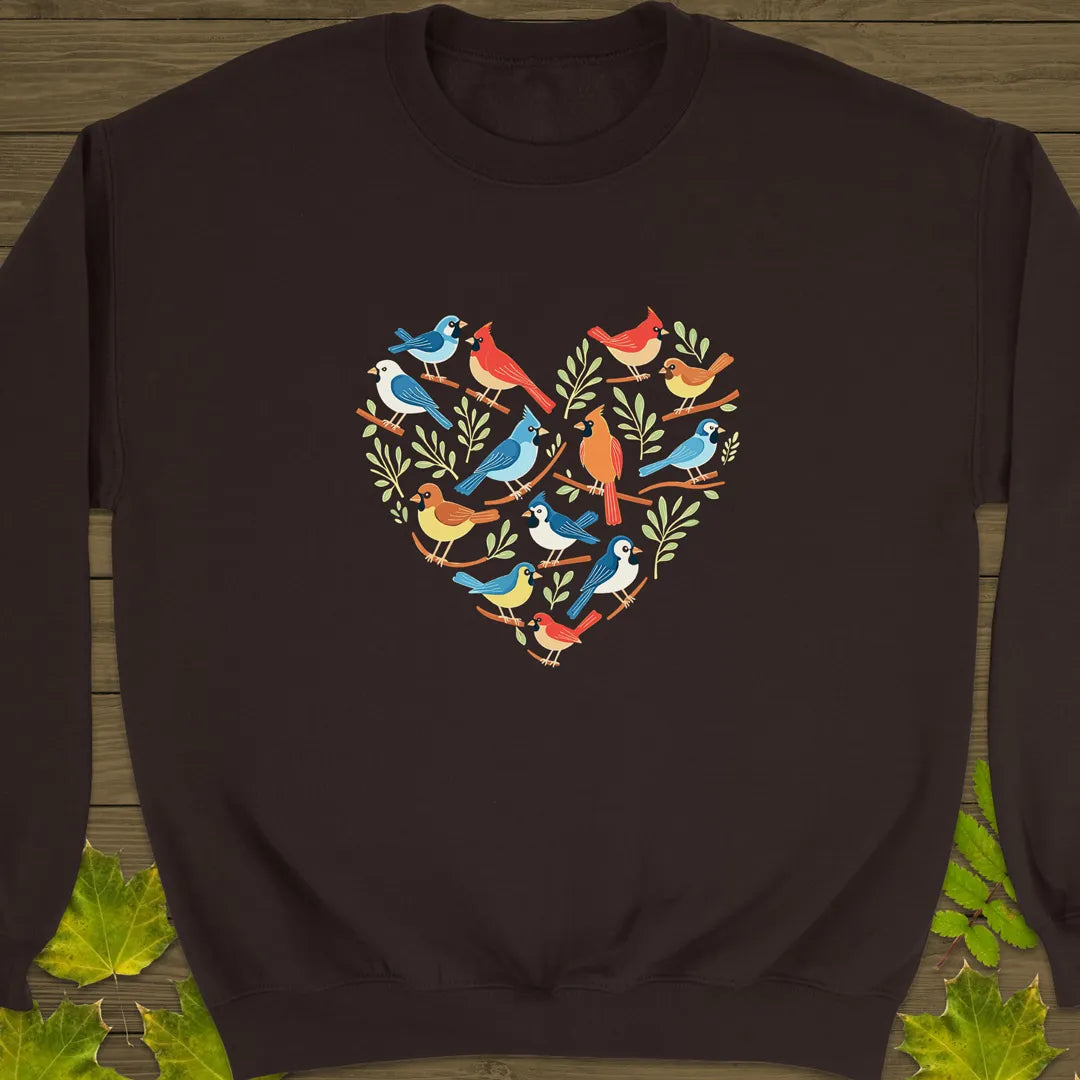 Heart Full of Birds Crewneck Sweatshirt Dark Chocolate
