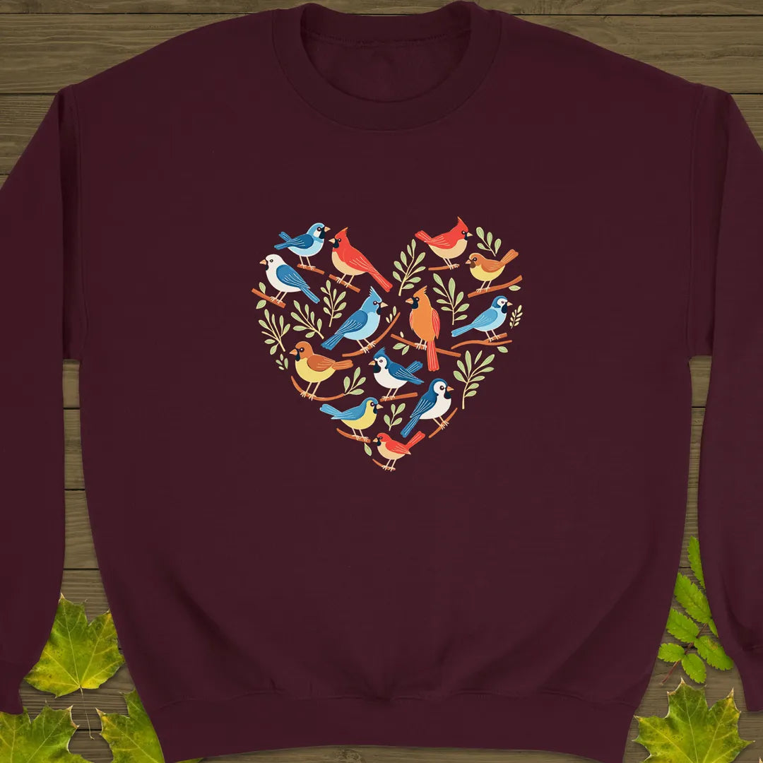 Heart Full of Birds Crewneck Sweatshirt Maroon