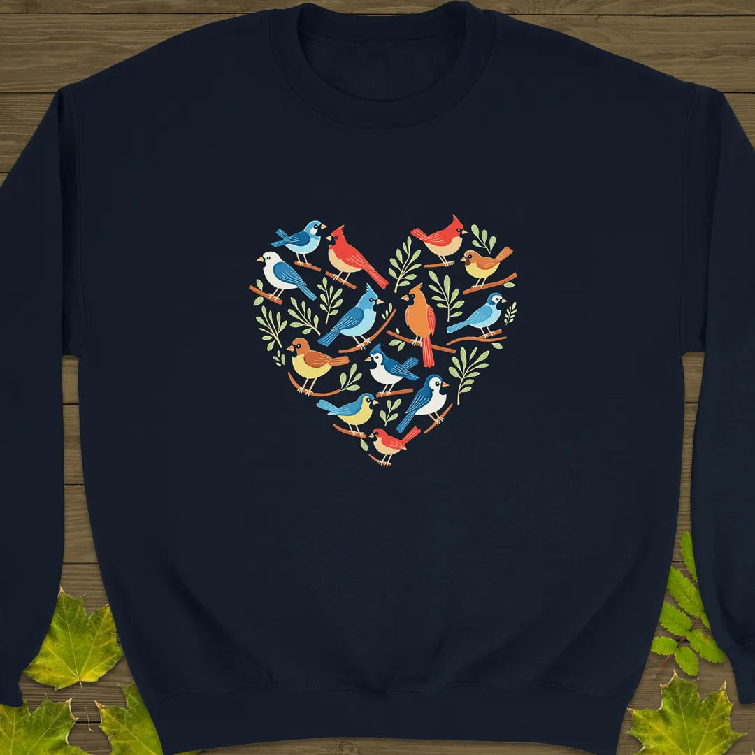 Heart Full of Birds Crewneck Sweatshirt Navy