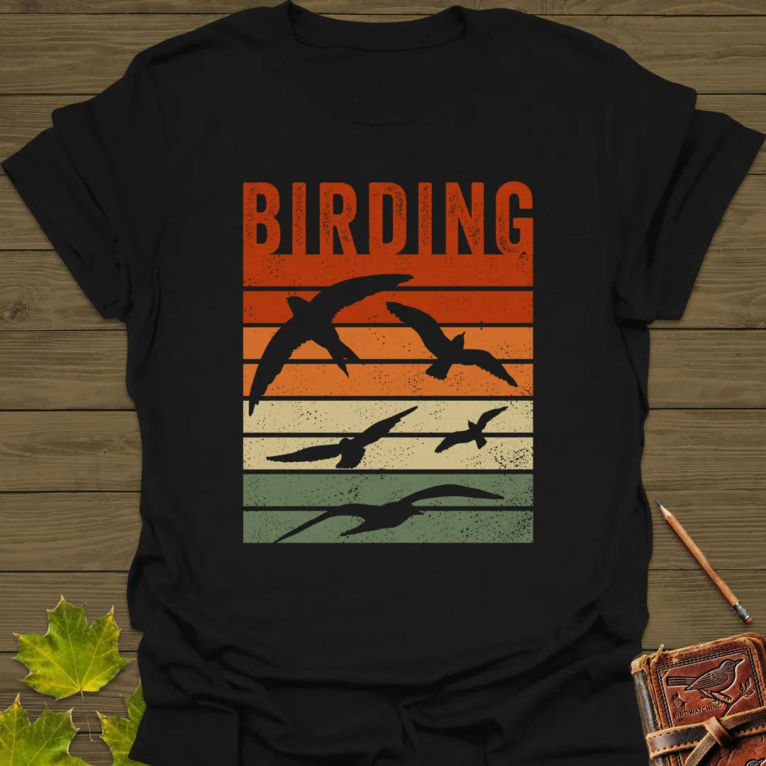 Vintage Birding Sunset T-Shirt Black