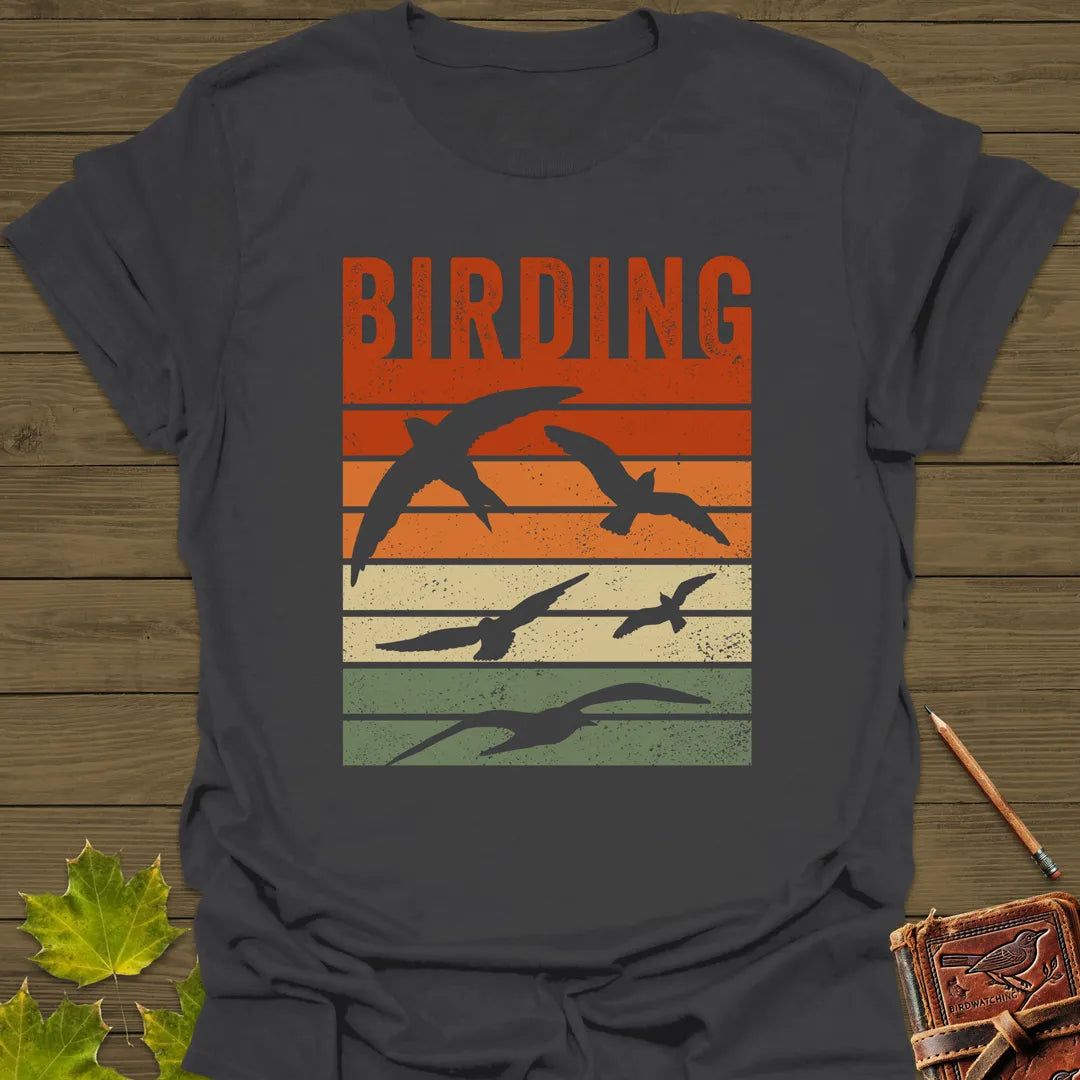 Vintage Birding Sunset T-Shirt Charcoal