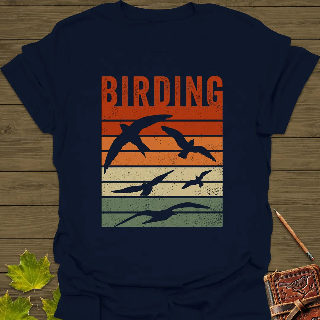 Vintage Birding Sunset T-Shirt Navy