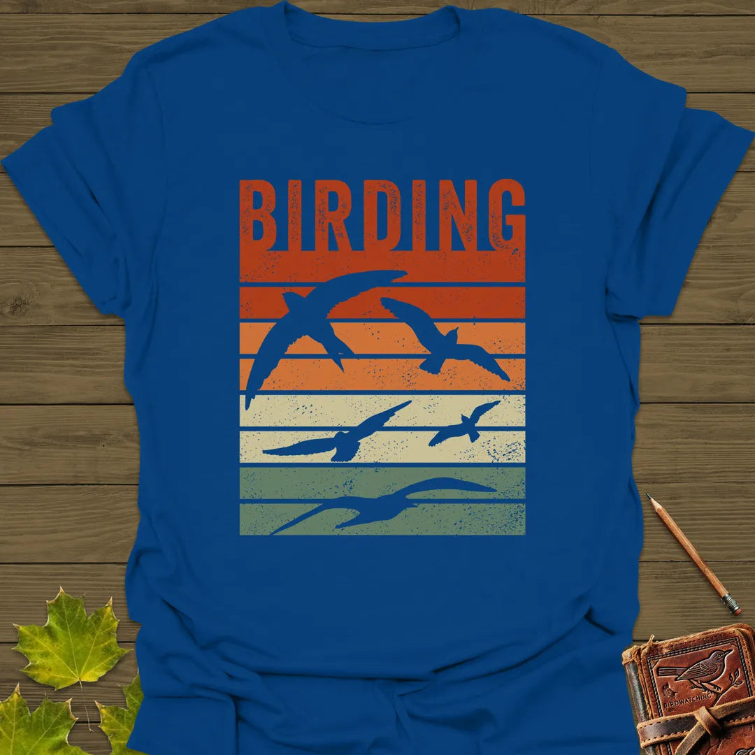 Vintage Birding Sunset T-Shirt Royal