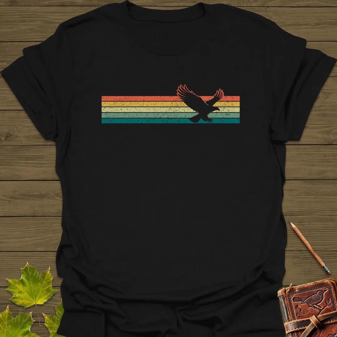 Retro Stripe Eagle T-Shirt Black
