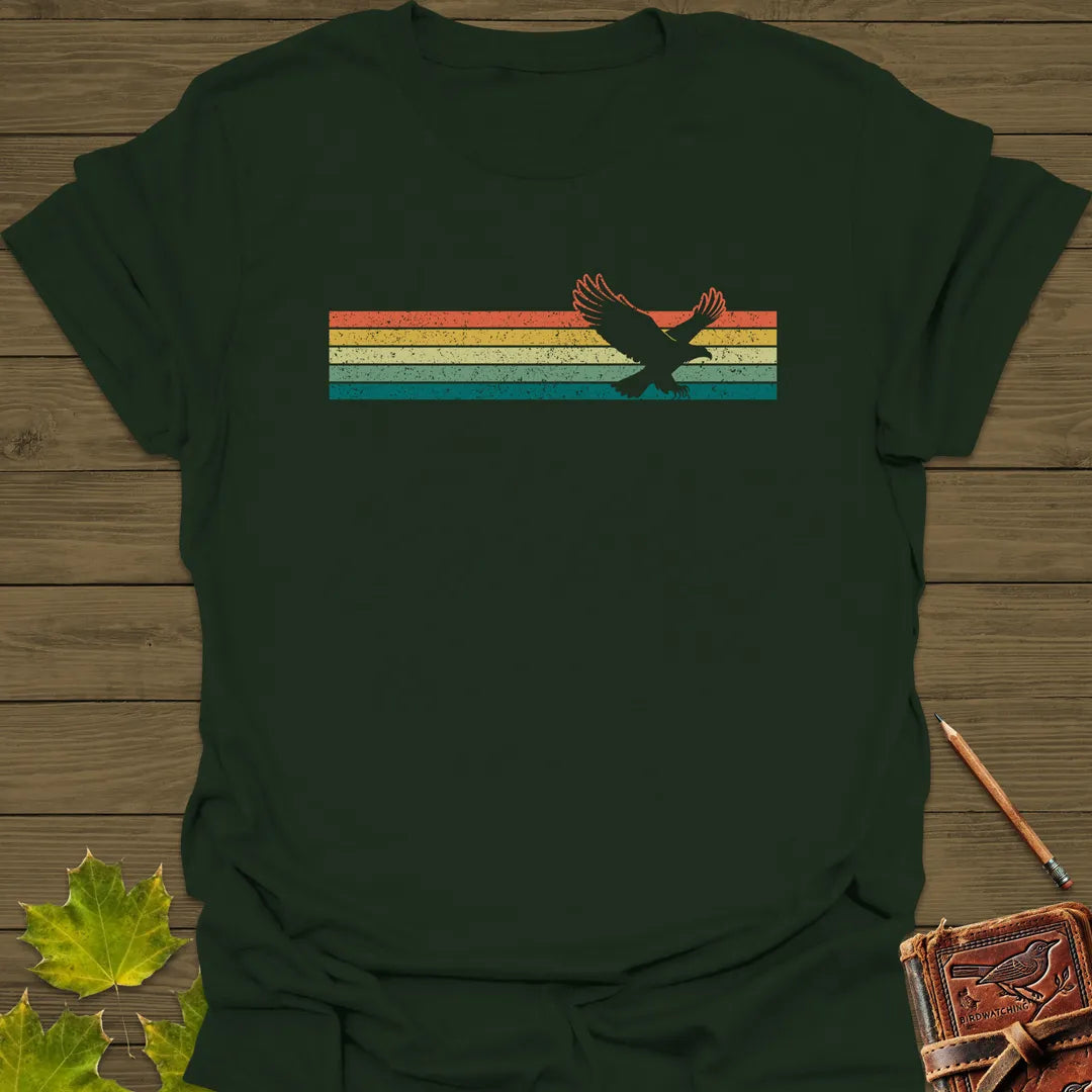 Retro Stripe Eagle T-Shirt Forest Green