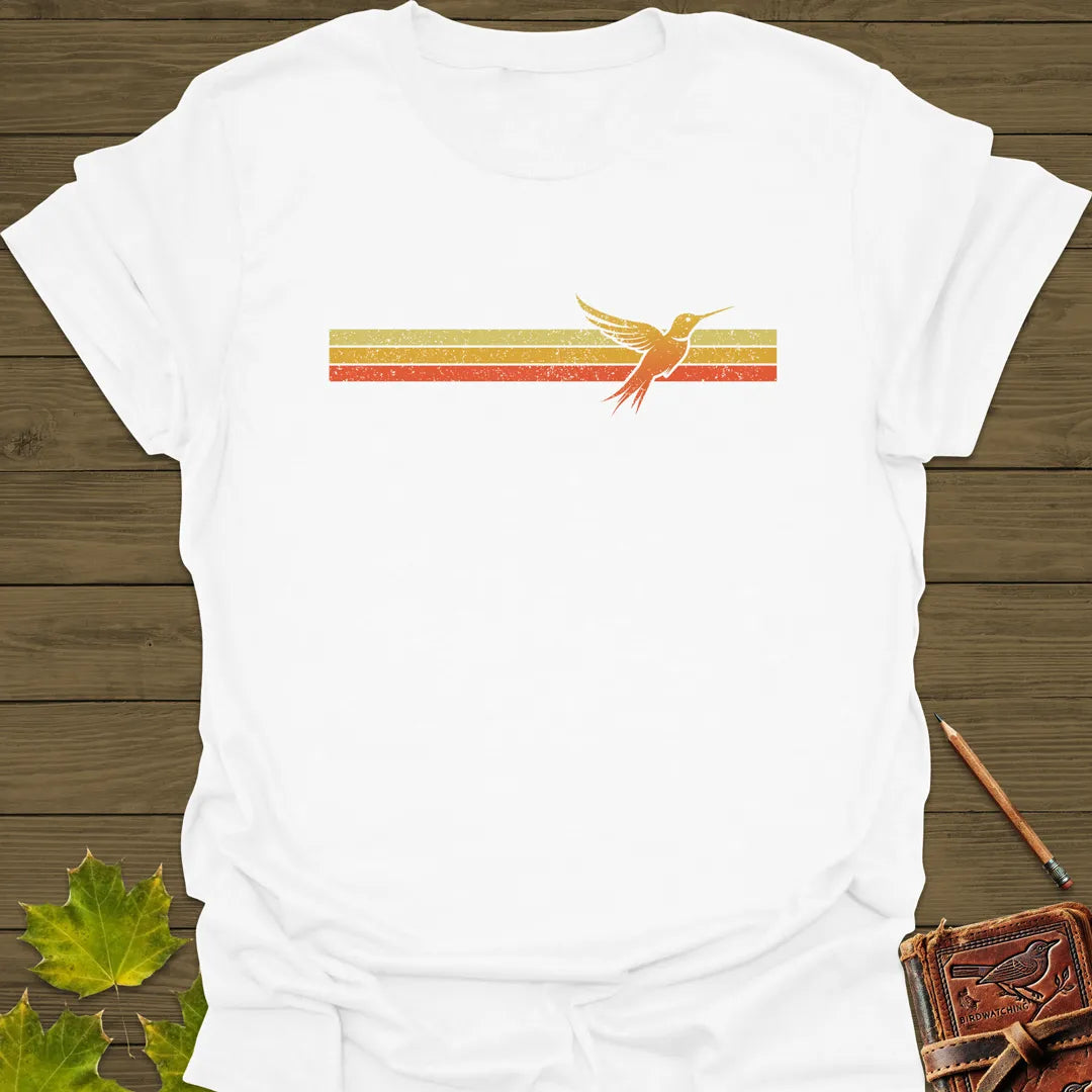 Retro Stripe Hummingbird T-Shirt White