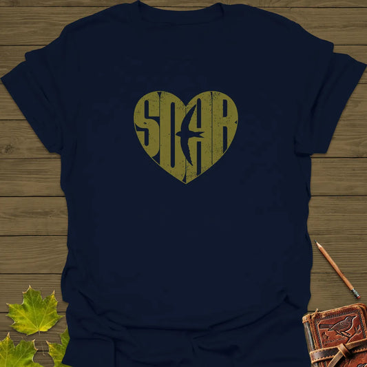 Heart-Shaped SOAR Bird T-Shirt Navy