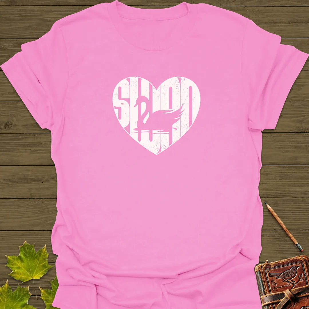 Graceful Swan Heart T-Shirt Azalea