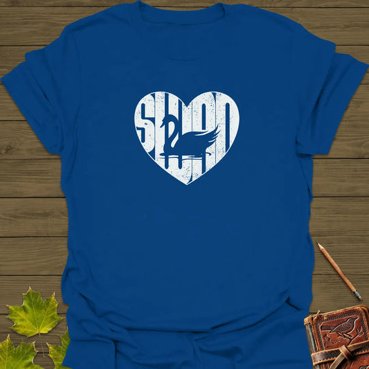Graceful Swan Heart T-Shirt Royal