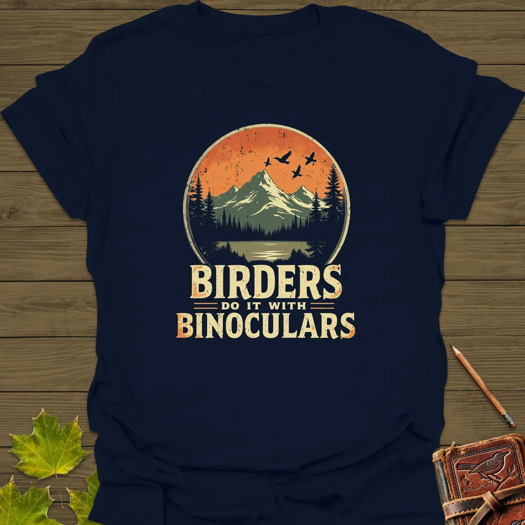 Birders Do It With Binoculars T-Shirt Navy
