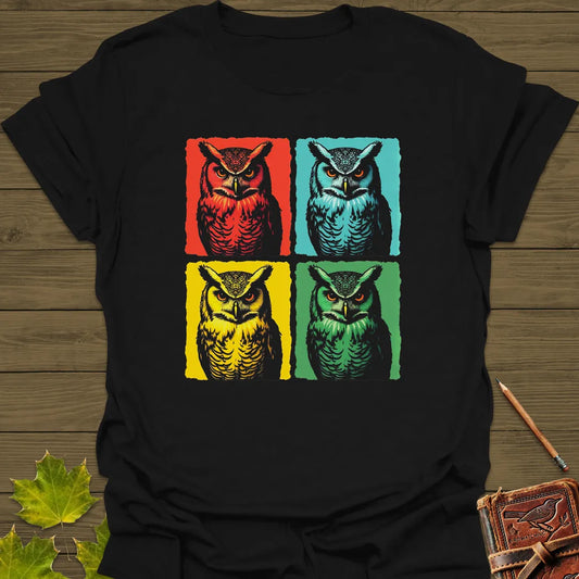 Owl Pop Art T-Shirt Black