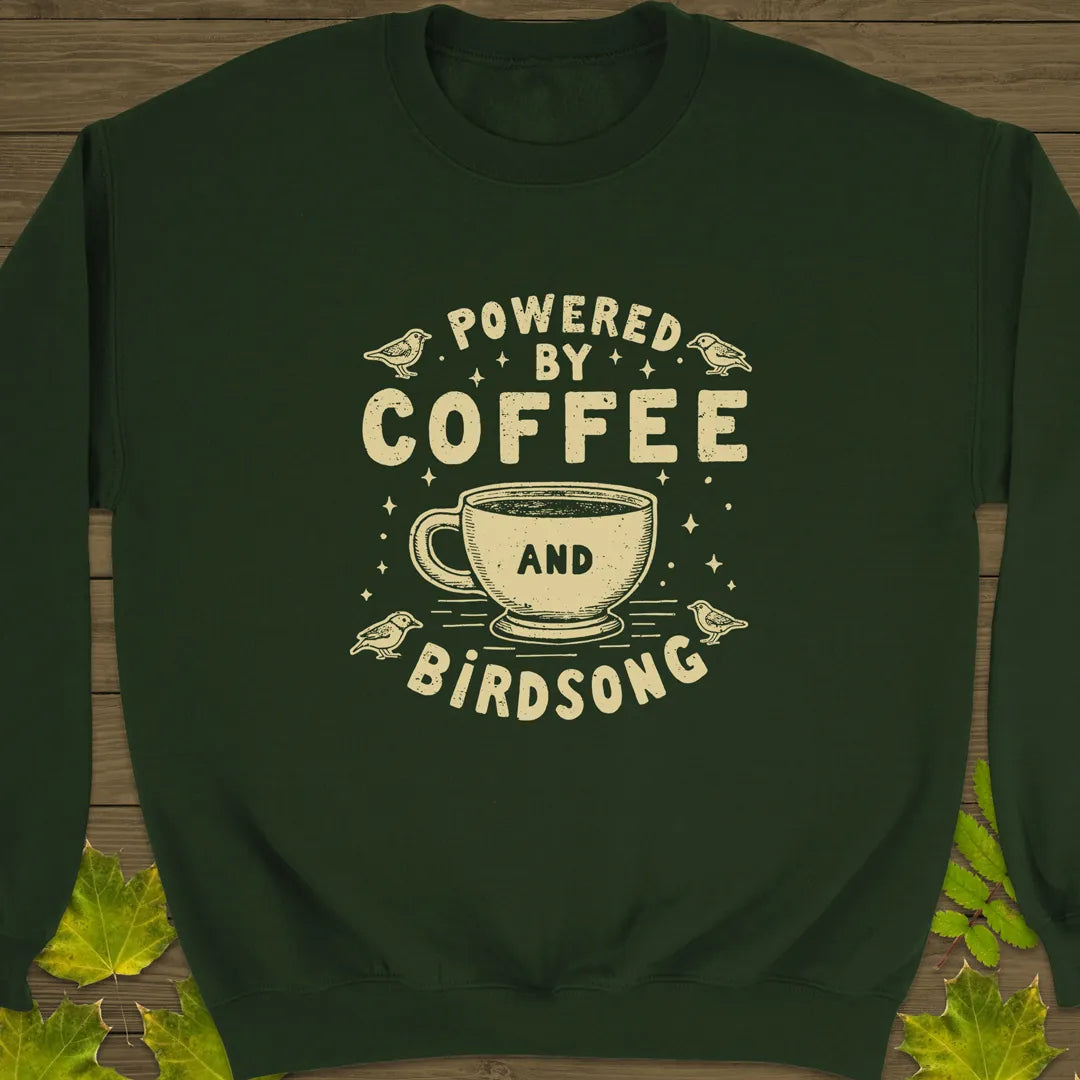 Coffee and Birdsong Crewneck Sweatshirt Forest Green