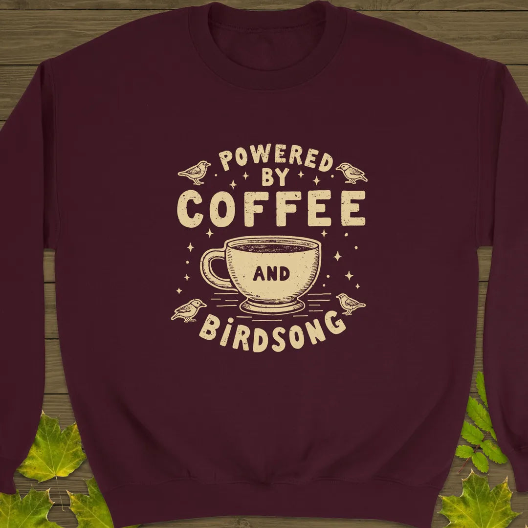 Coffee and Birdsong Crewneck Sweatshirt Maroon