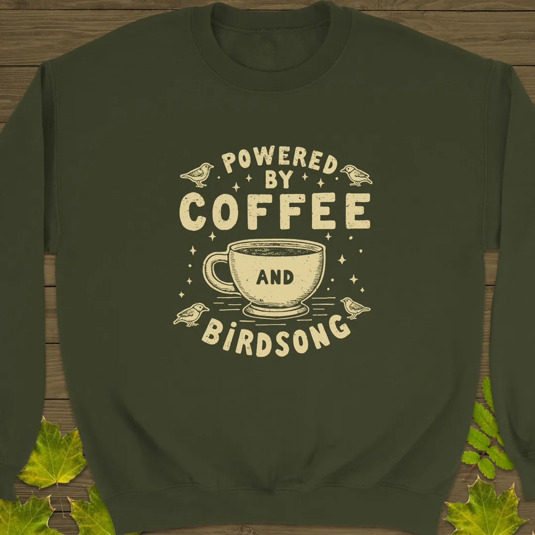 Coffee and Birdsong Crewneck Sweatshirt Military Green