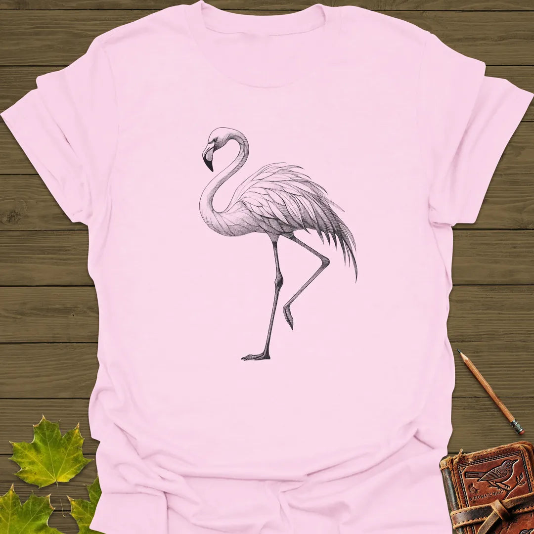 Flamingo Illustration T-Shirt Light Pink