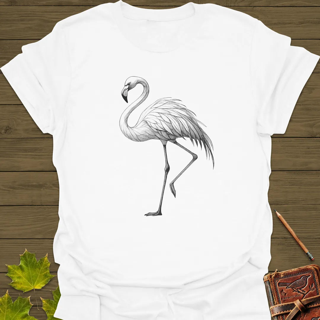 Flamingo Illustration T-Shirt White