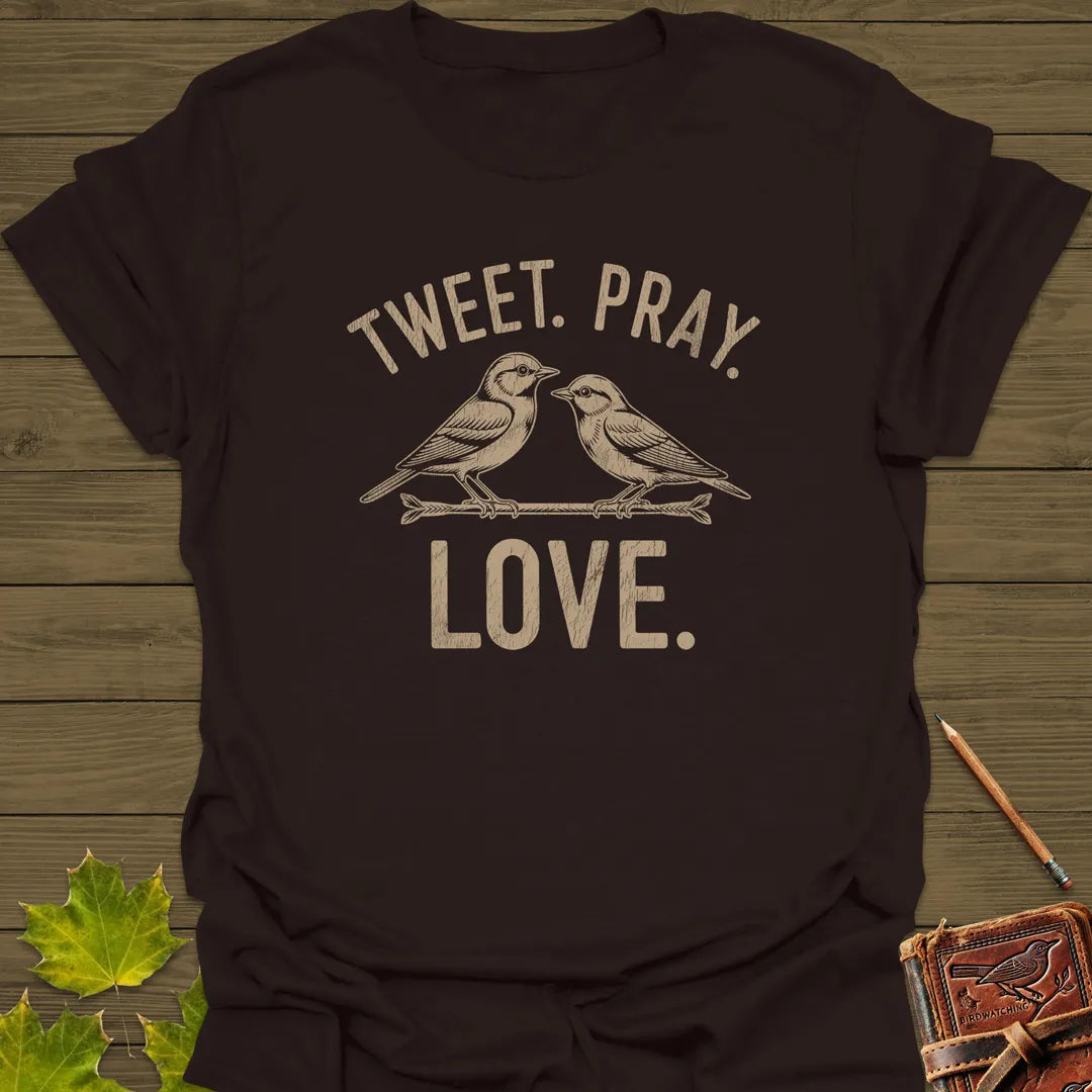 Tweet Pray Love T-Shirt Dark Chocolate