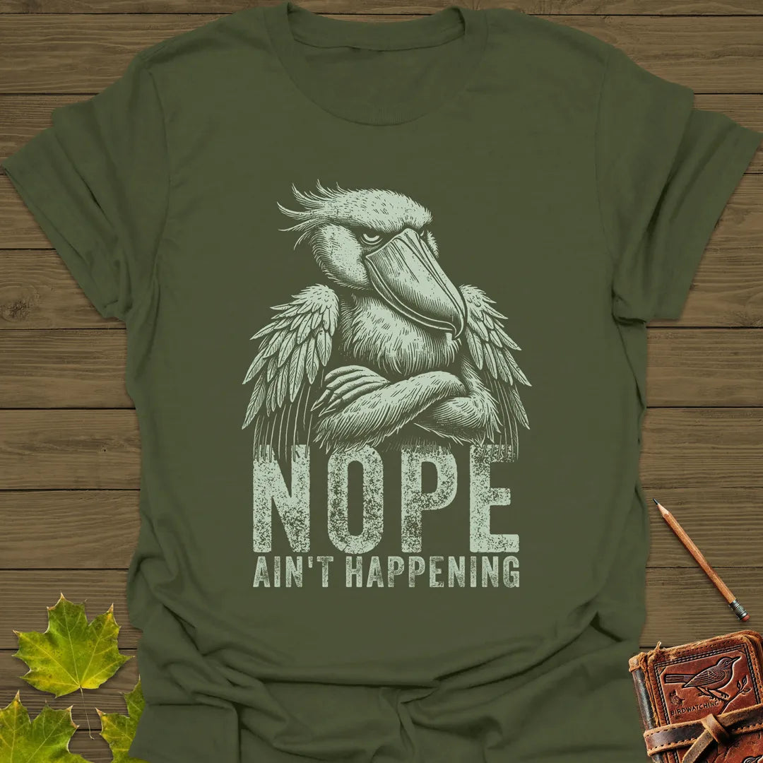 Nope - Grumpy Stork T-Shirt Military Green
