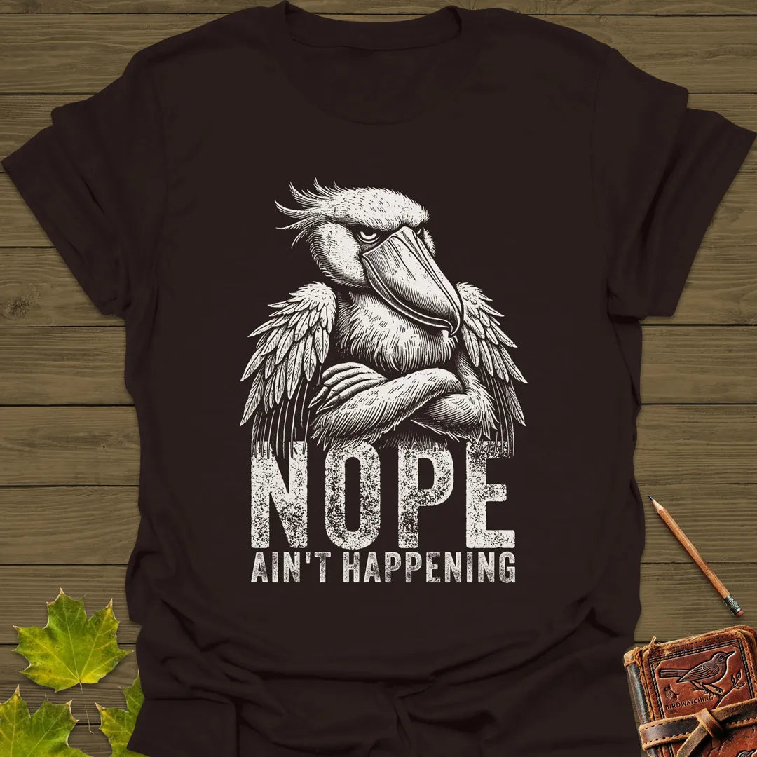 Nope - Grumpy Stork T-Shirt Dark Chocolate