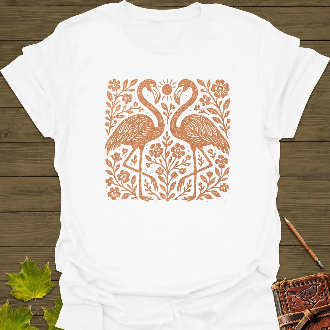 Flamingo Boho Print T-Shirt White