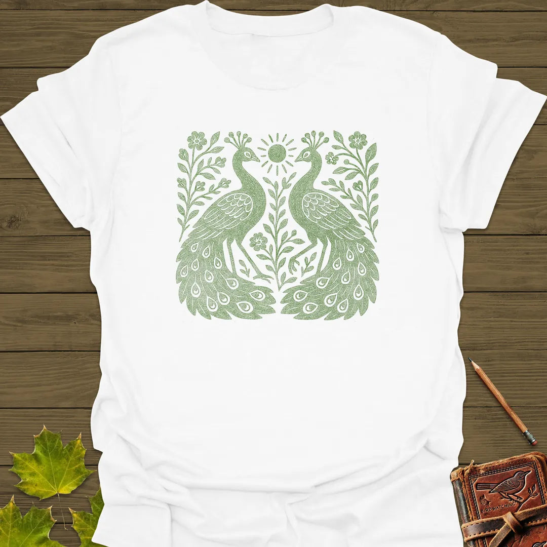 Peacock Vintage Print T-Shirt White