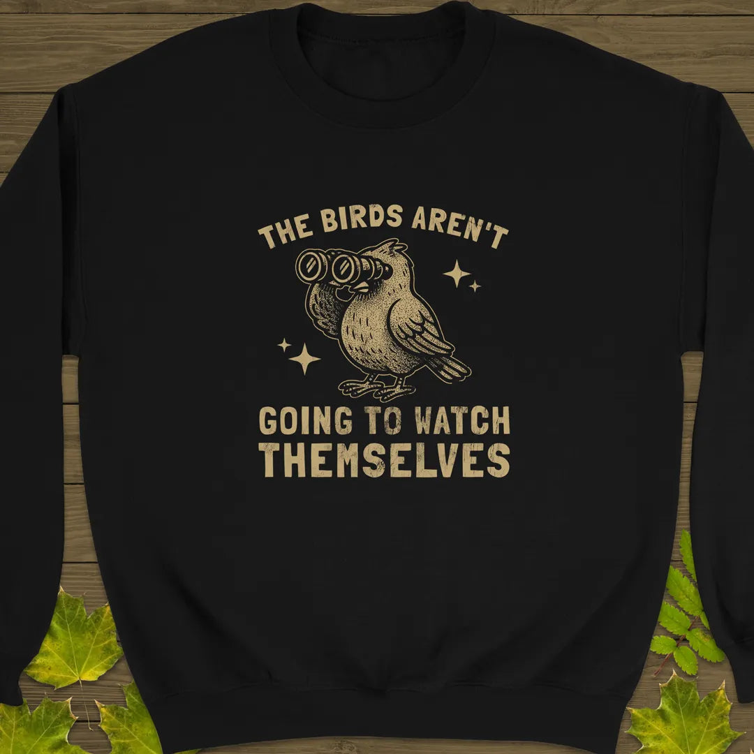 Birds Watching Themselves Crewneck Sweatshirt Black