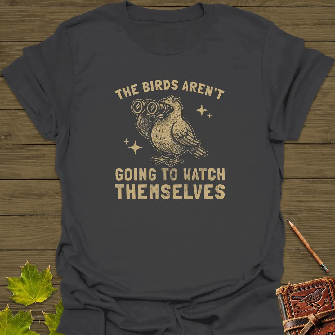 Birds Watching Themselves T-Shirt Charcoal