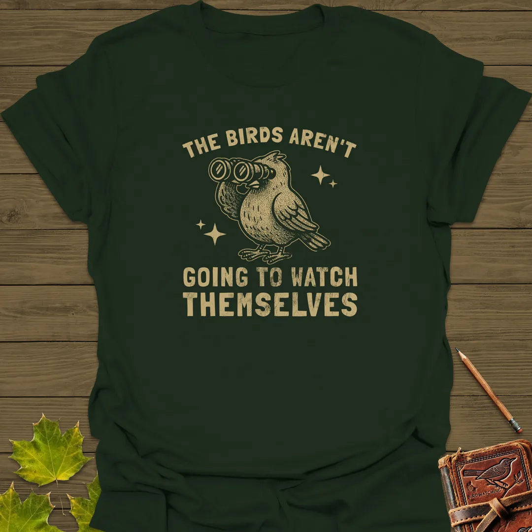Birds Watching Themselves T-Shirt Forest Green