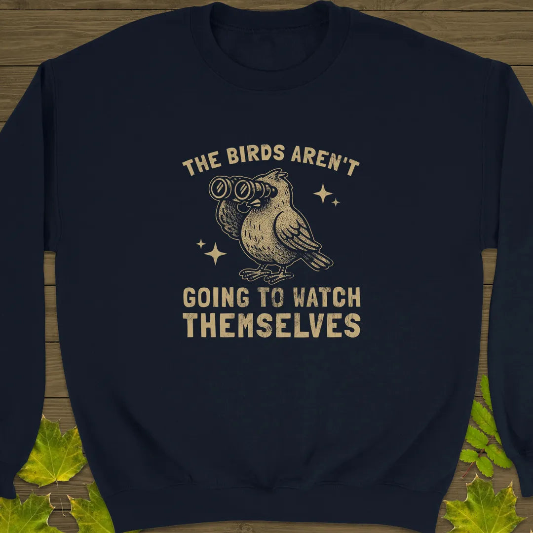 Birds Watching Themselves Crewneck Sweatshirt Navy