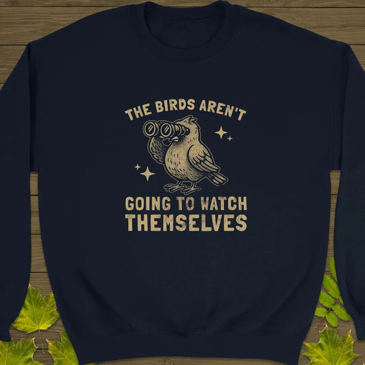 Birds Watching Themselves Crewneck Sweatshirt Navy