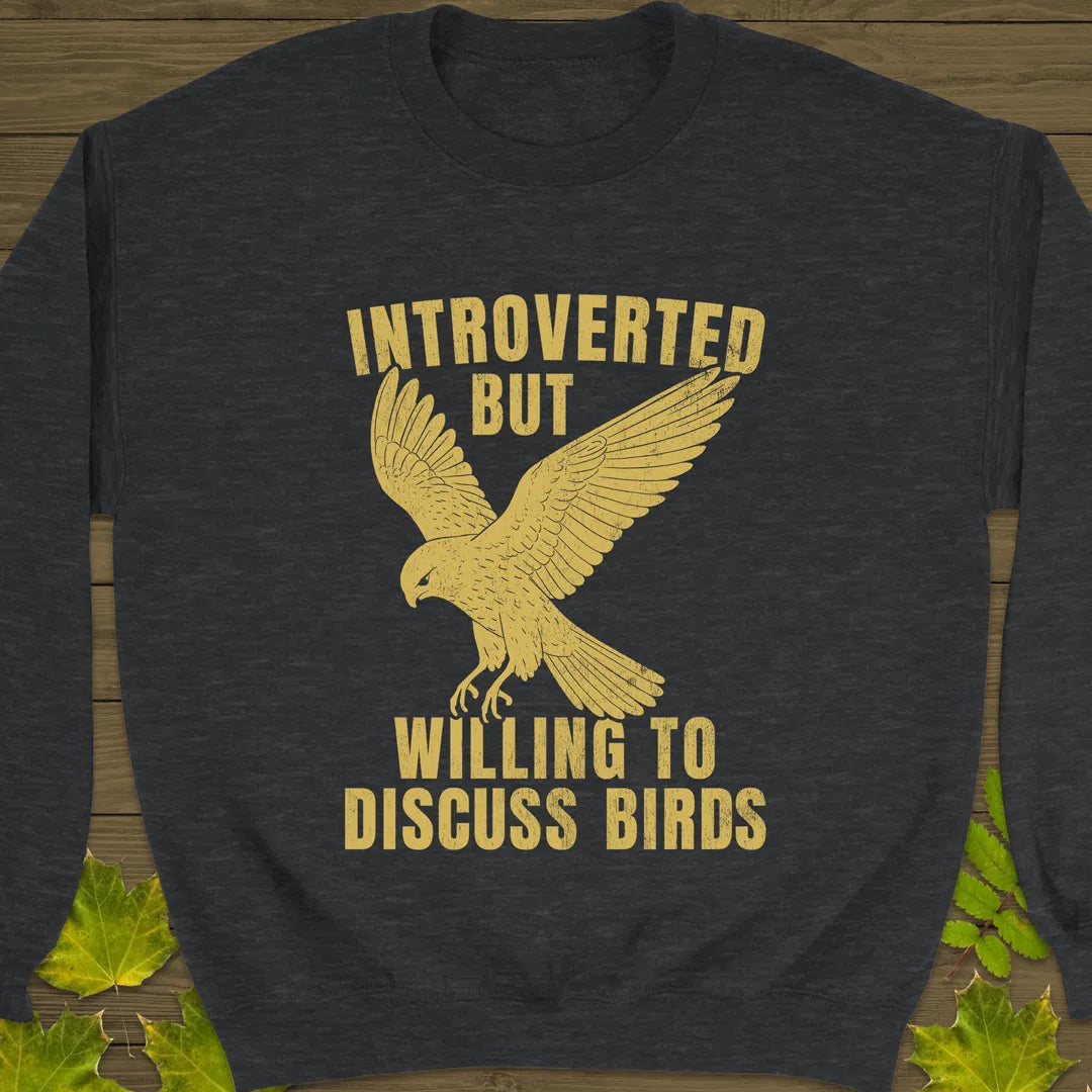 Willing To Discuss Birds Crewneck Sweatshirt Dark Heather