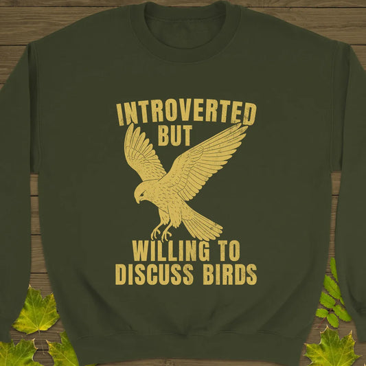 Willing To Discuss Birds Crewneck Sweatshirt Military Green