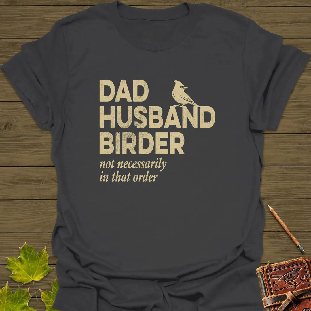 Dad, Husband, Birder T-Shirt in Charcoal