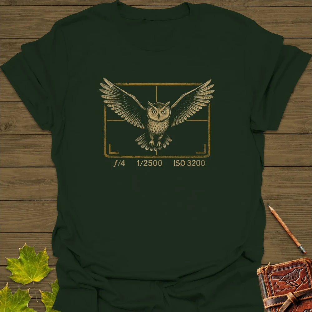 Owl and Camera Frame T-Shirt Forest Green