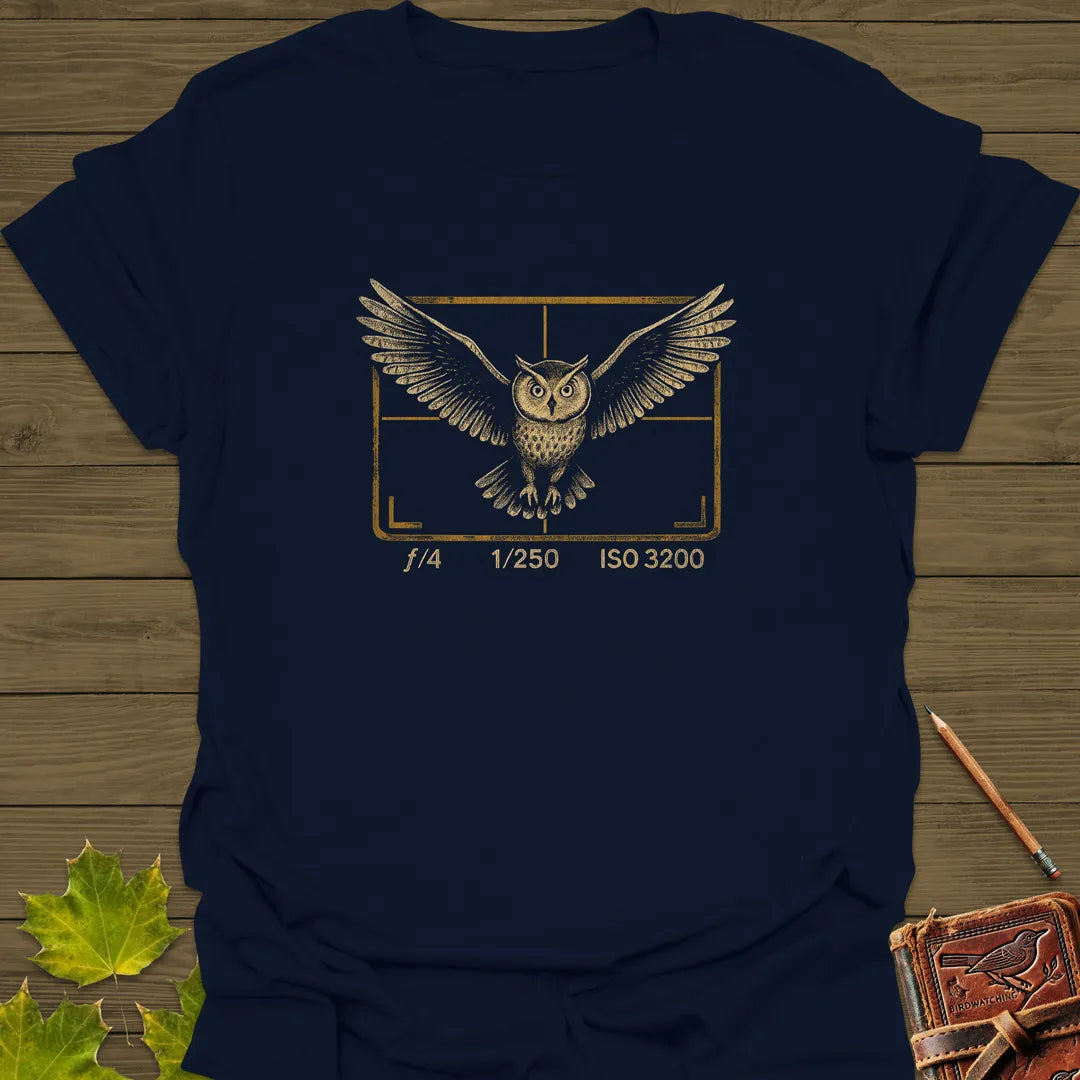 Owl and Camera Frame T-Shirt Navy