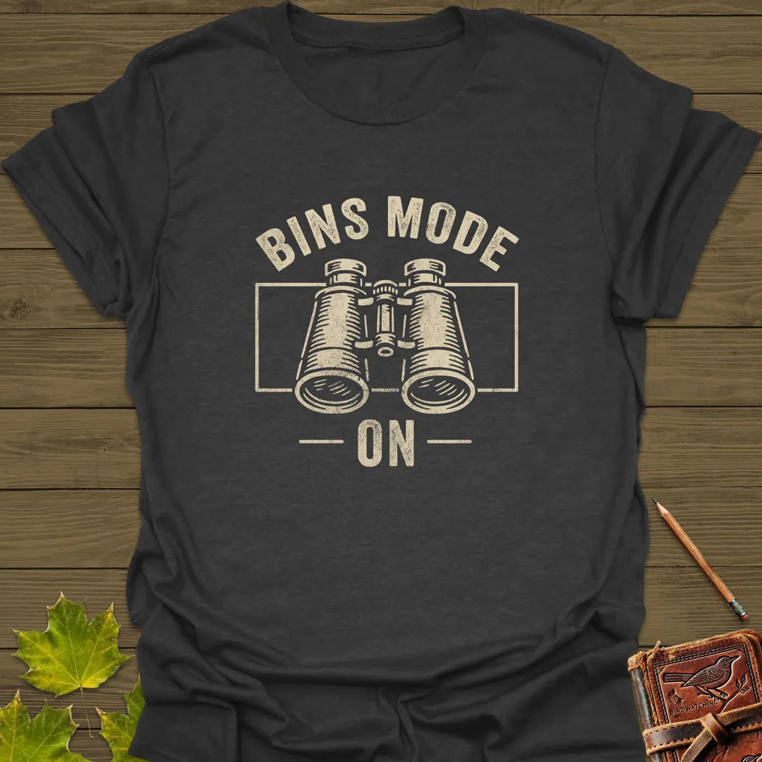 Bins Mode On T-Shirt Dark Heather