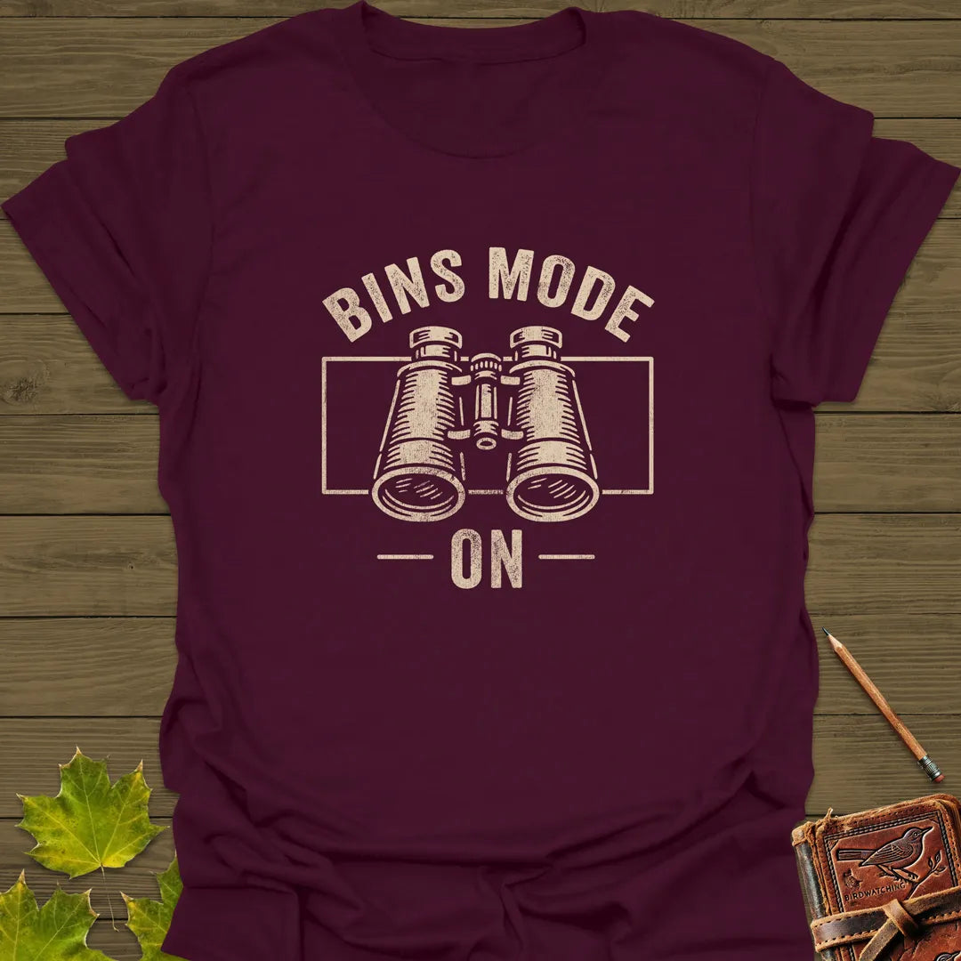 Bins Mode On T-Shirt Maroon
