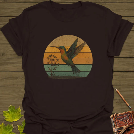 Vintage Hummingbird Sunset T-Shirt Dark Chocolate
