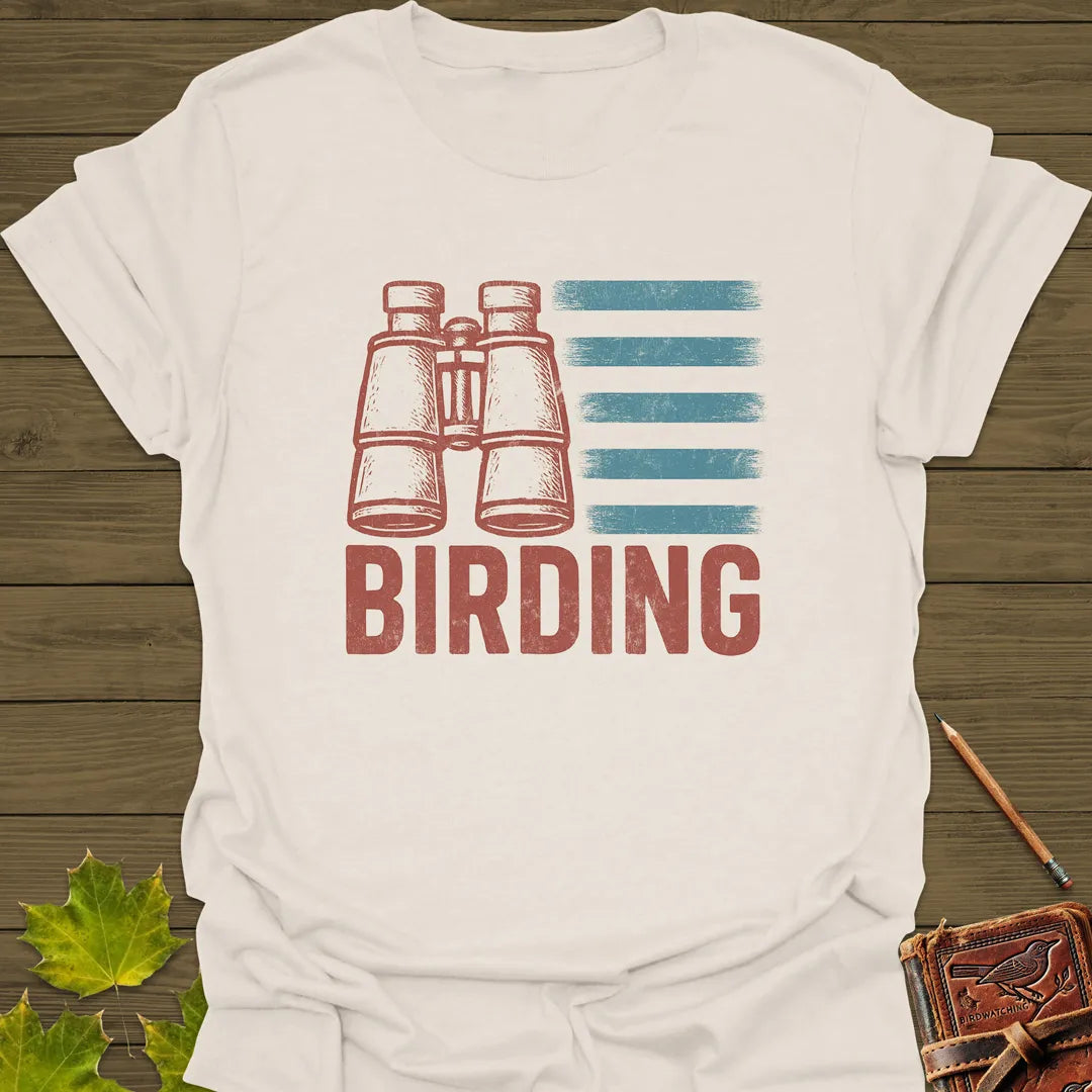 USA Flag Birder T-Shirt Natural